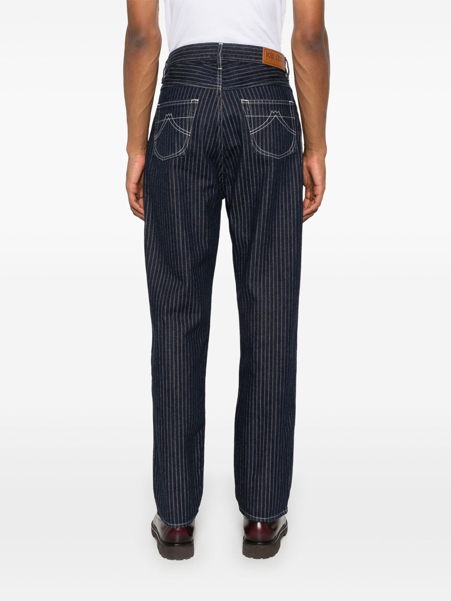 Tapered-Leg Pinstriped Jeans