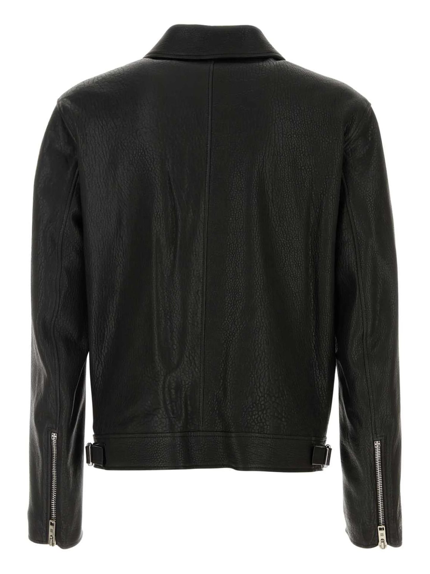 Zip-Pocket Leather Jacket