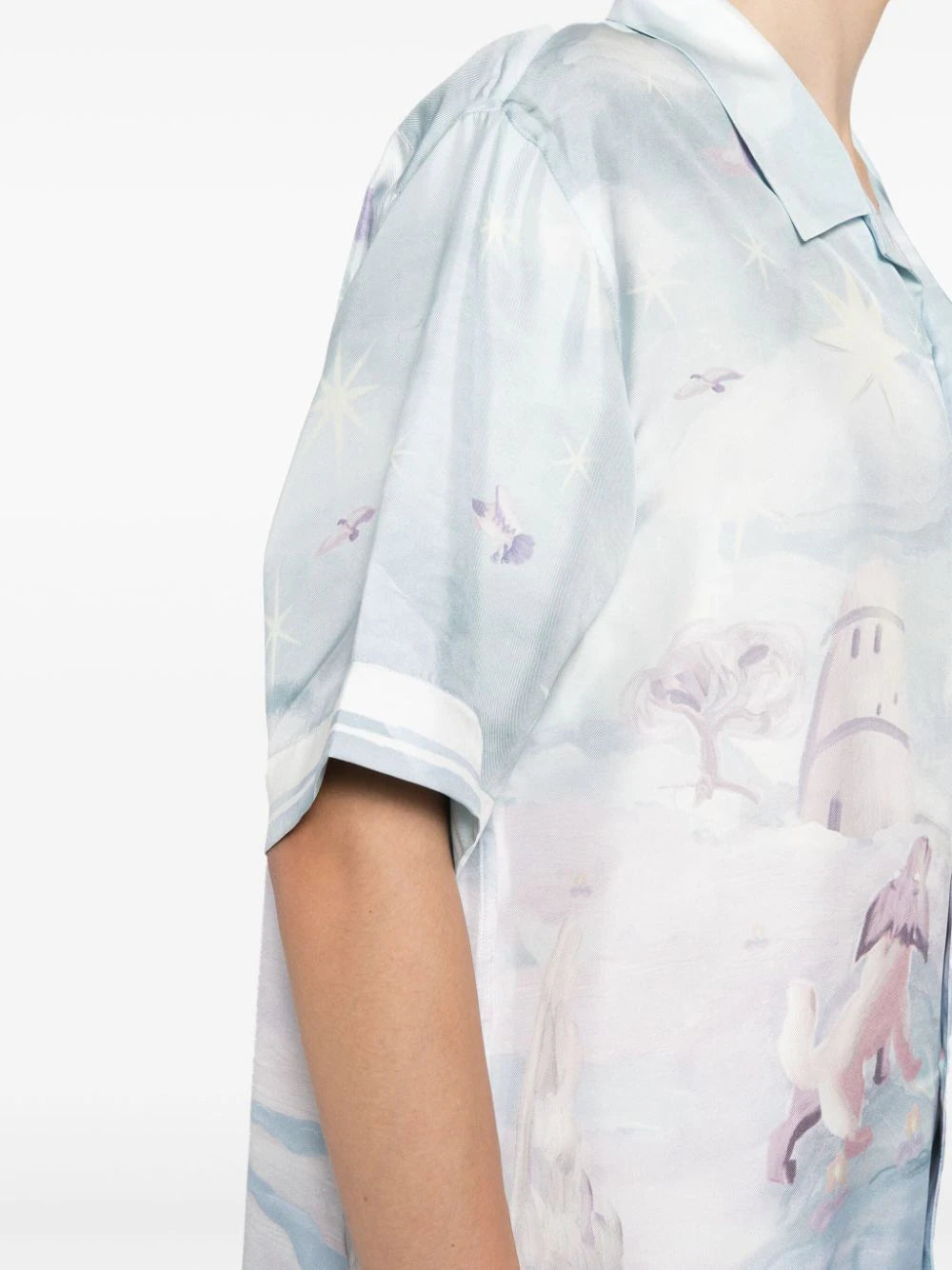 Boxy Fit Printed Silk Shirt