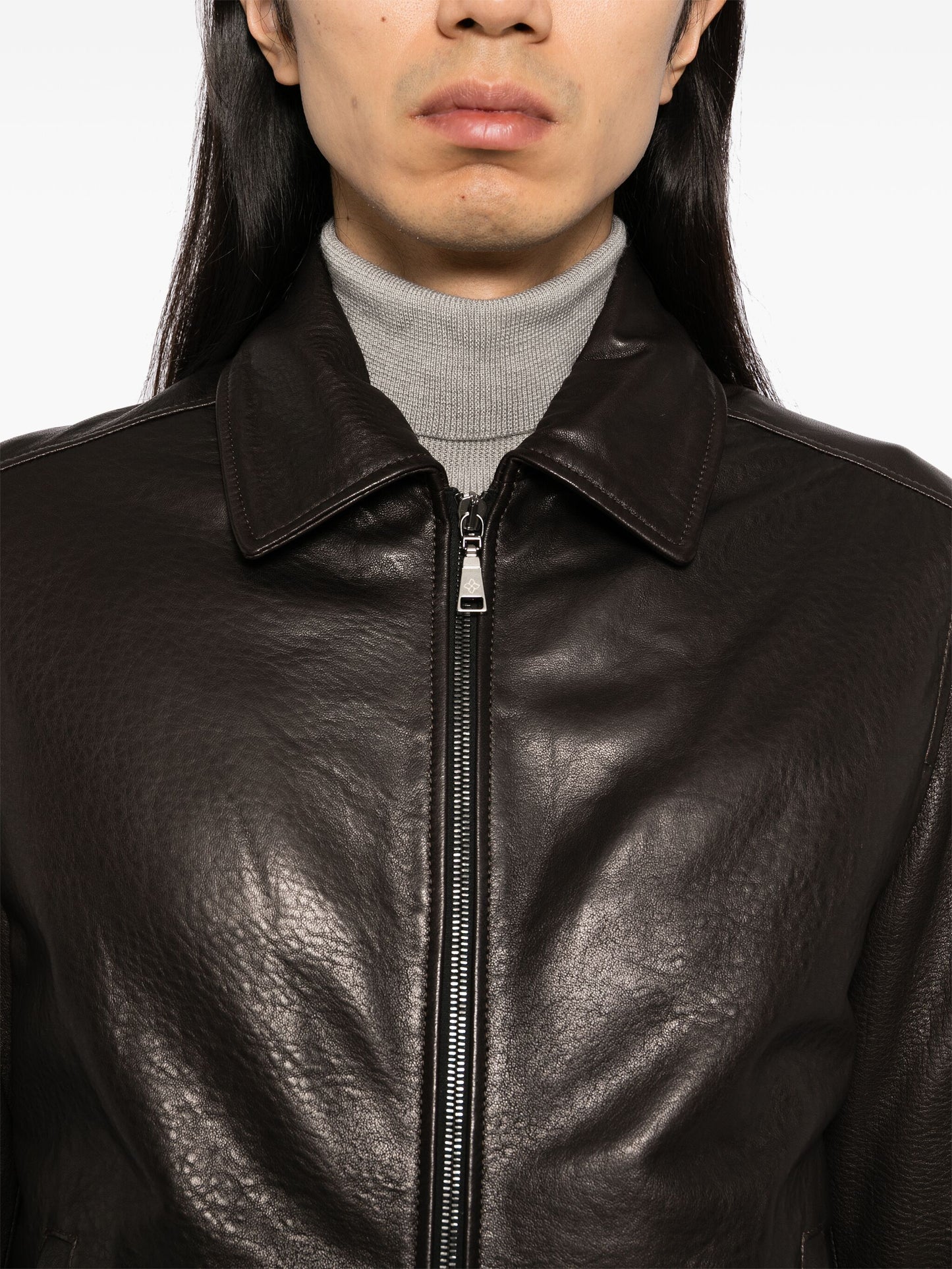 Zip-Up Leather Jacket
