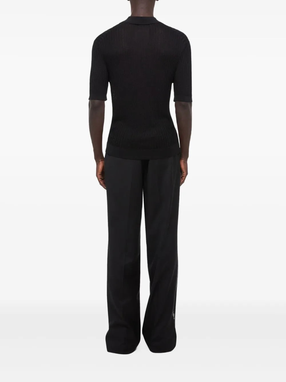 Ribbed-Knit Polo Shirt