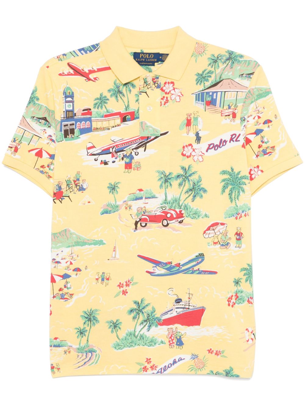 illustration-print polo shirt