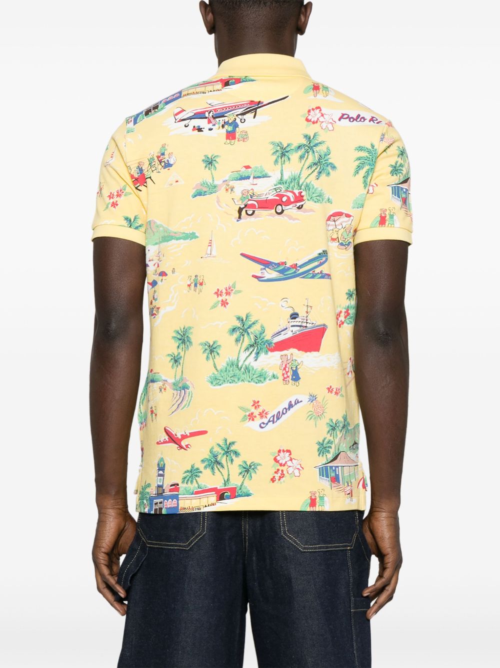 illustration-print polo shirt