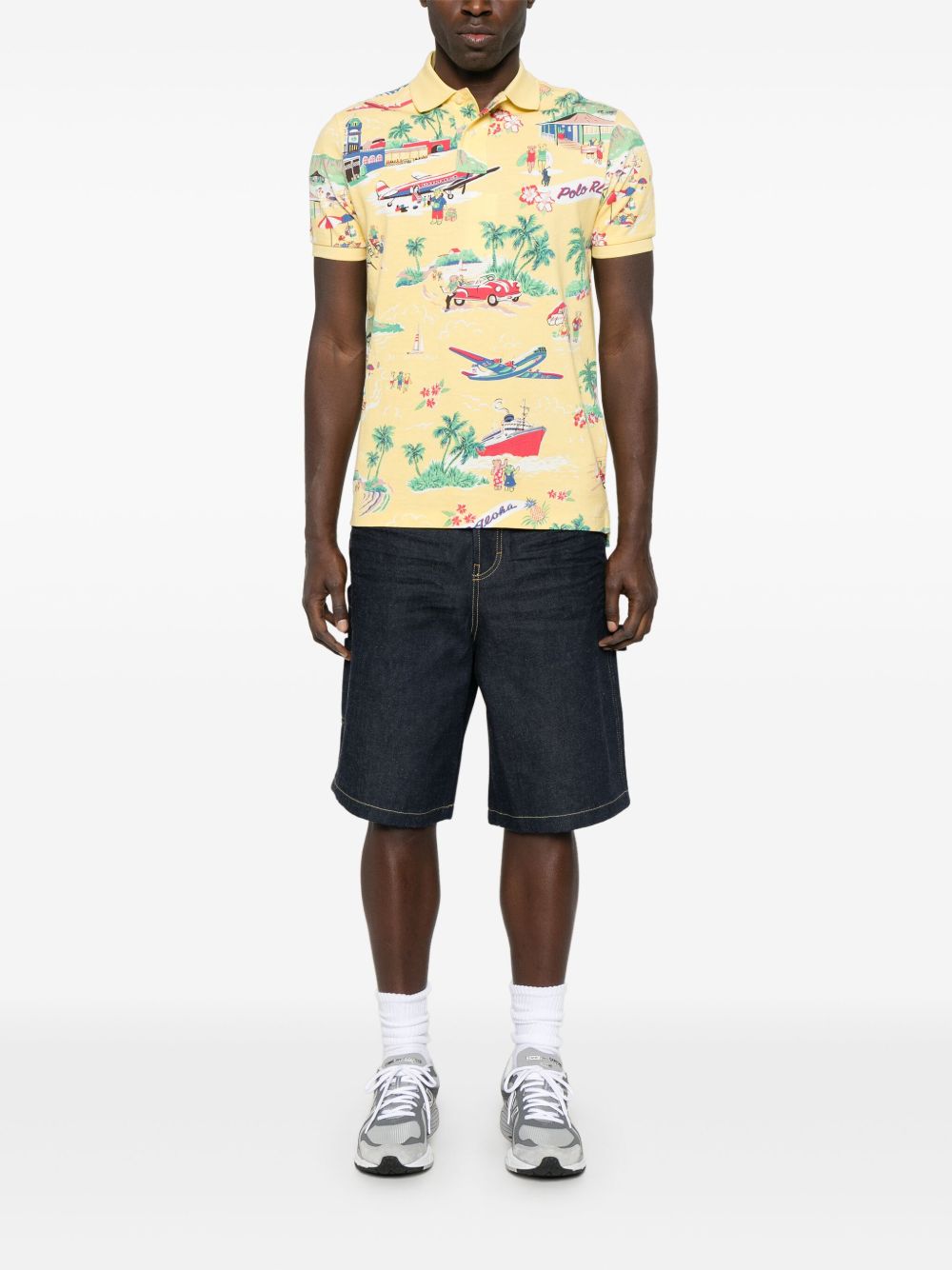 illustration-print polo shirt