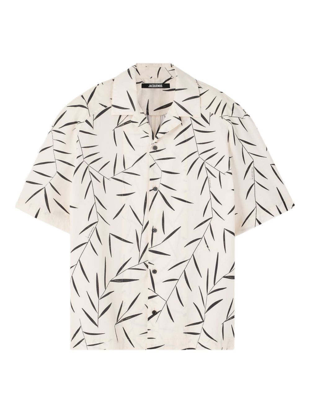 leaf-print short-sleeve shirt