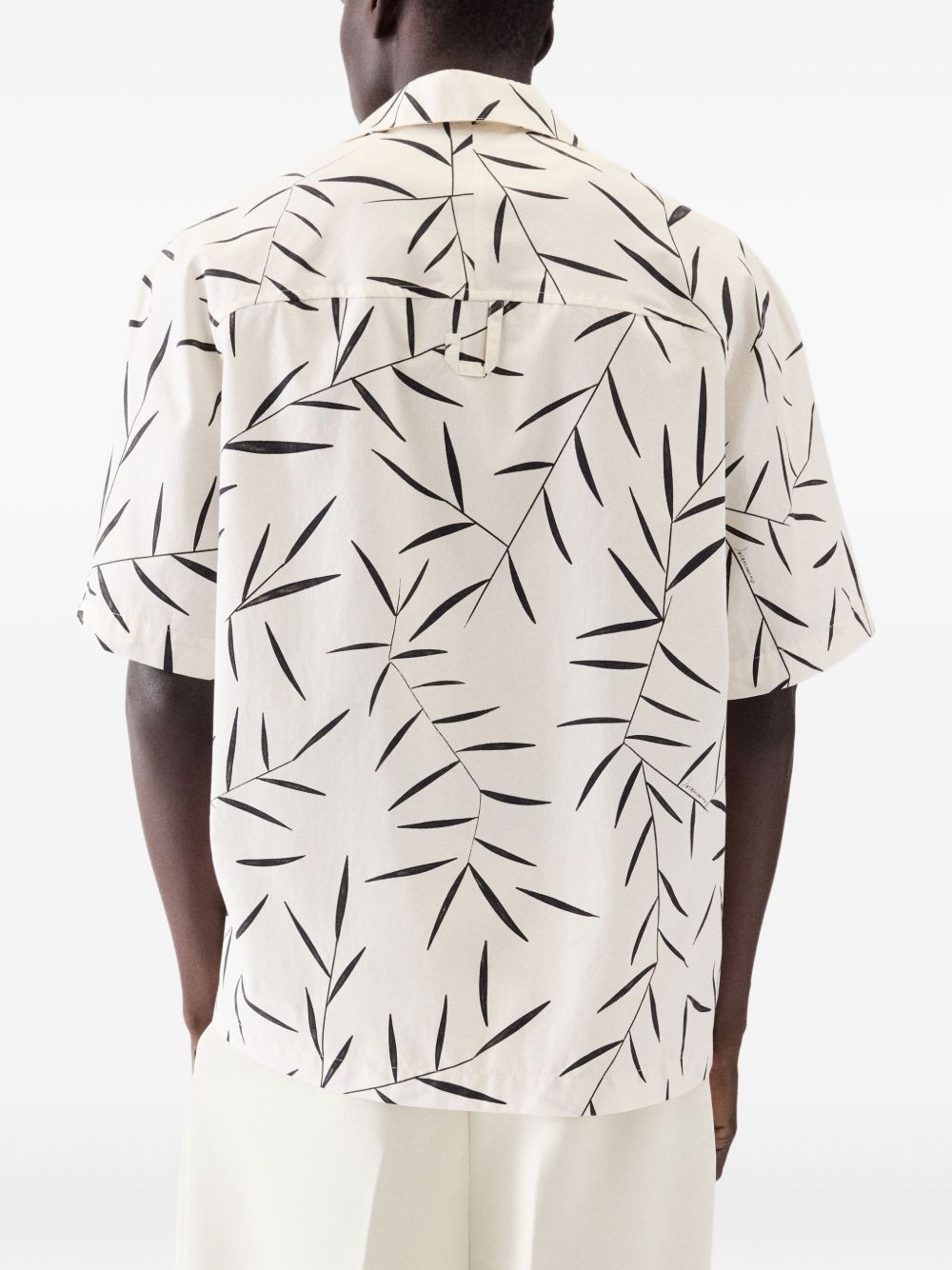 leaf-print short-sleeve shirt