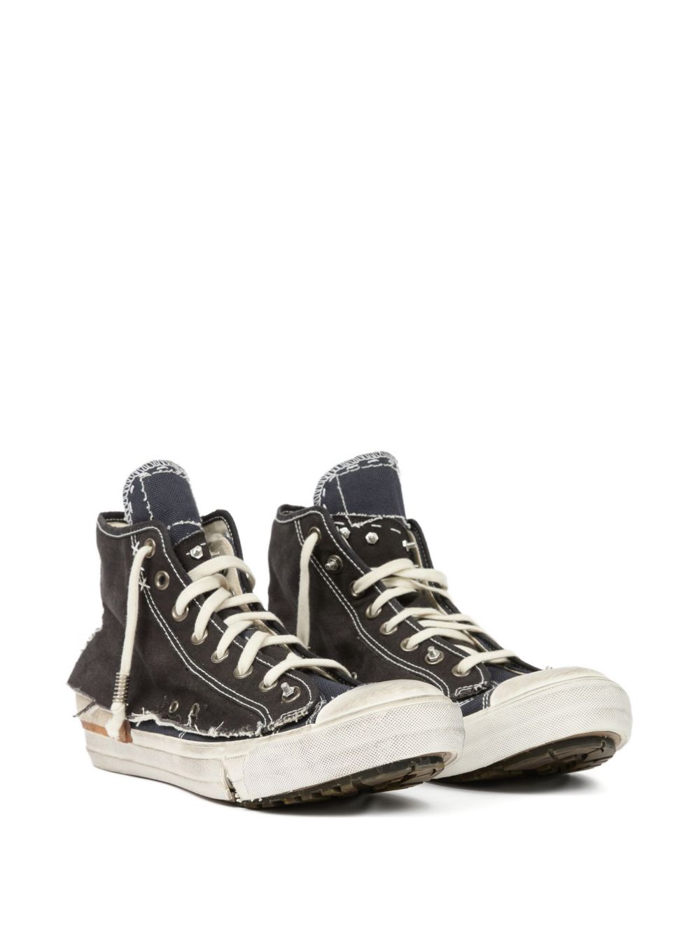 distressed high-top sneakers