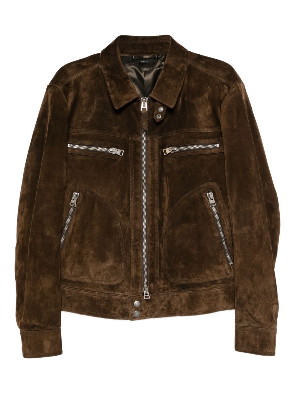 suede zip blouson