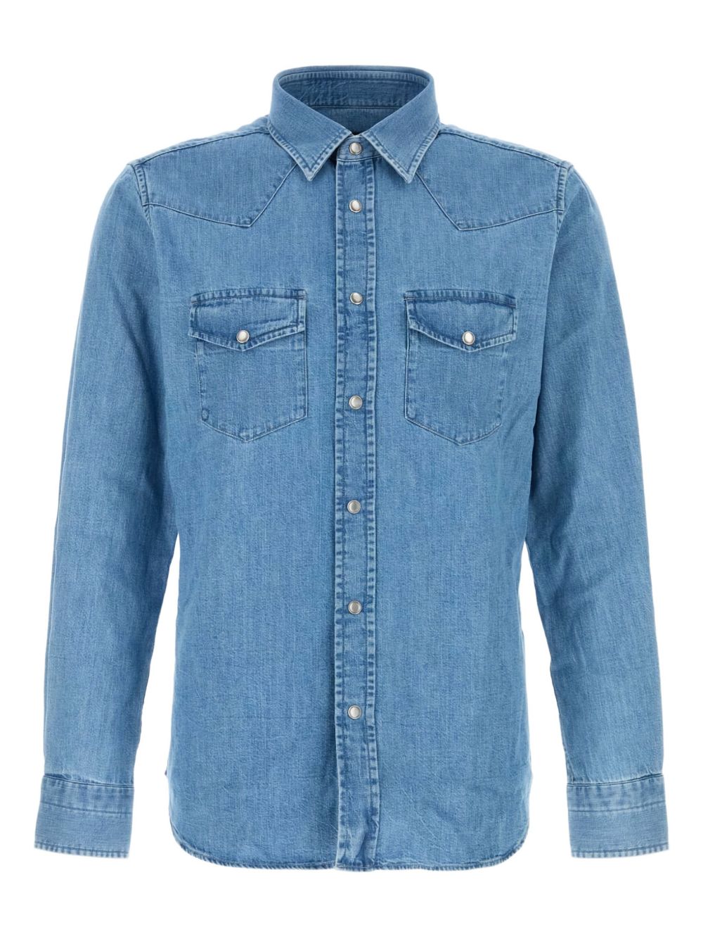 slim-fit denim shirt