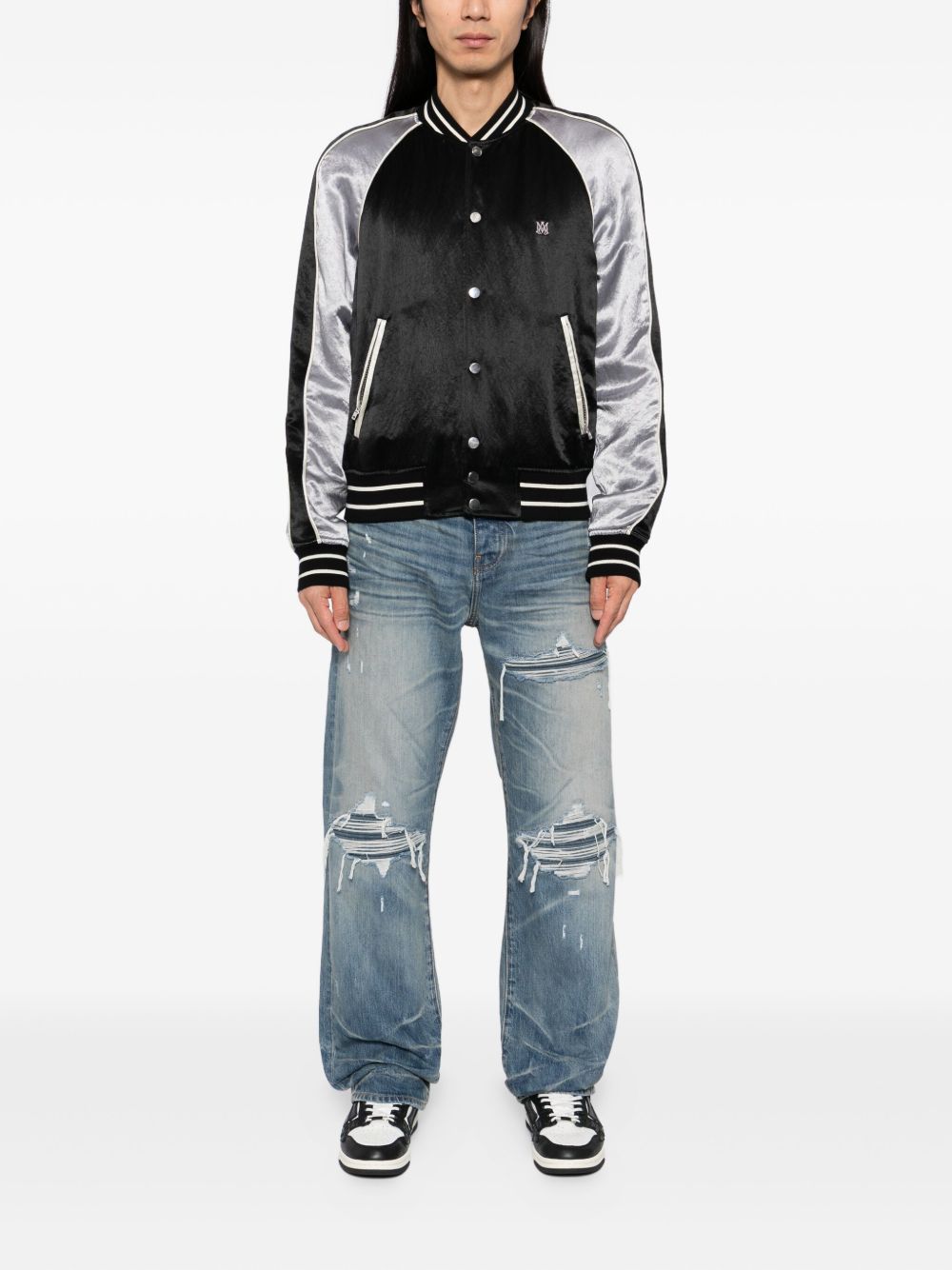 pleated straight jeans