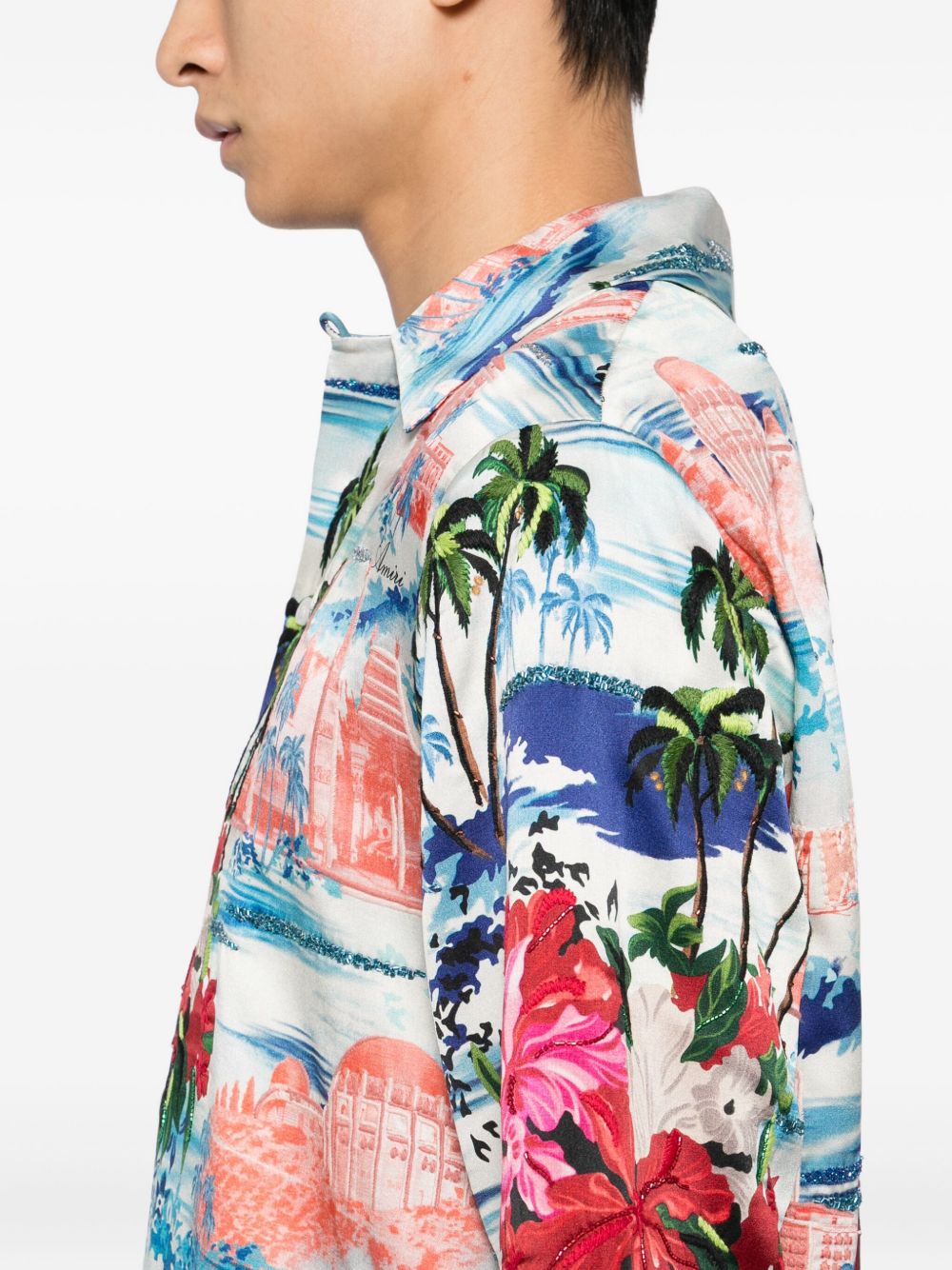 tropical-print short-sleeve shirt