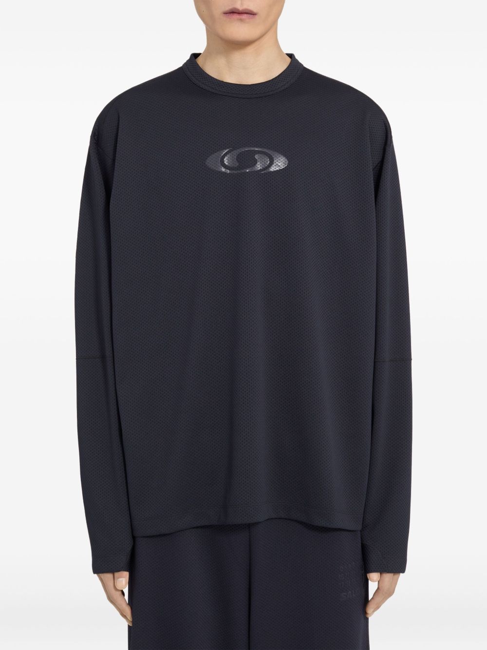 textured logo long-sleeved T-shirt