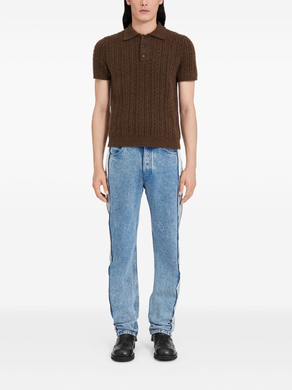 cable-knit polo shirt
