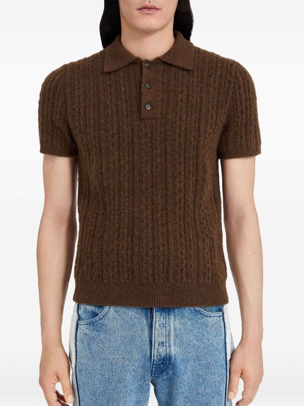 cable-knit polo shirt