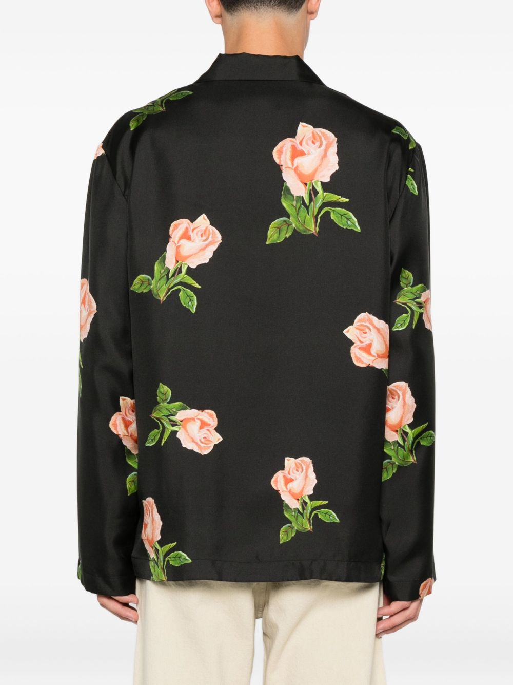 rose-print chest-pocket shirt