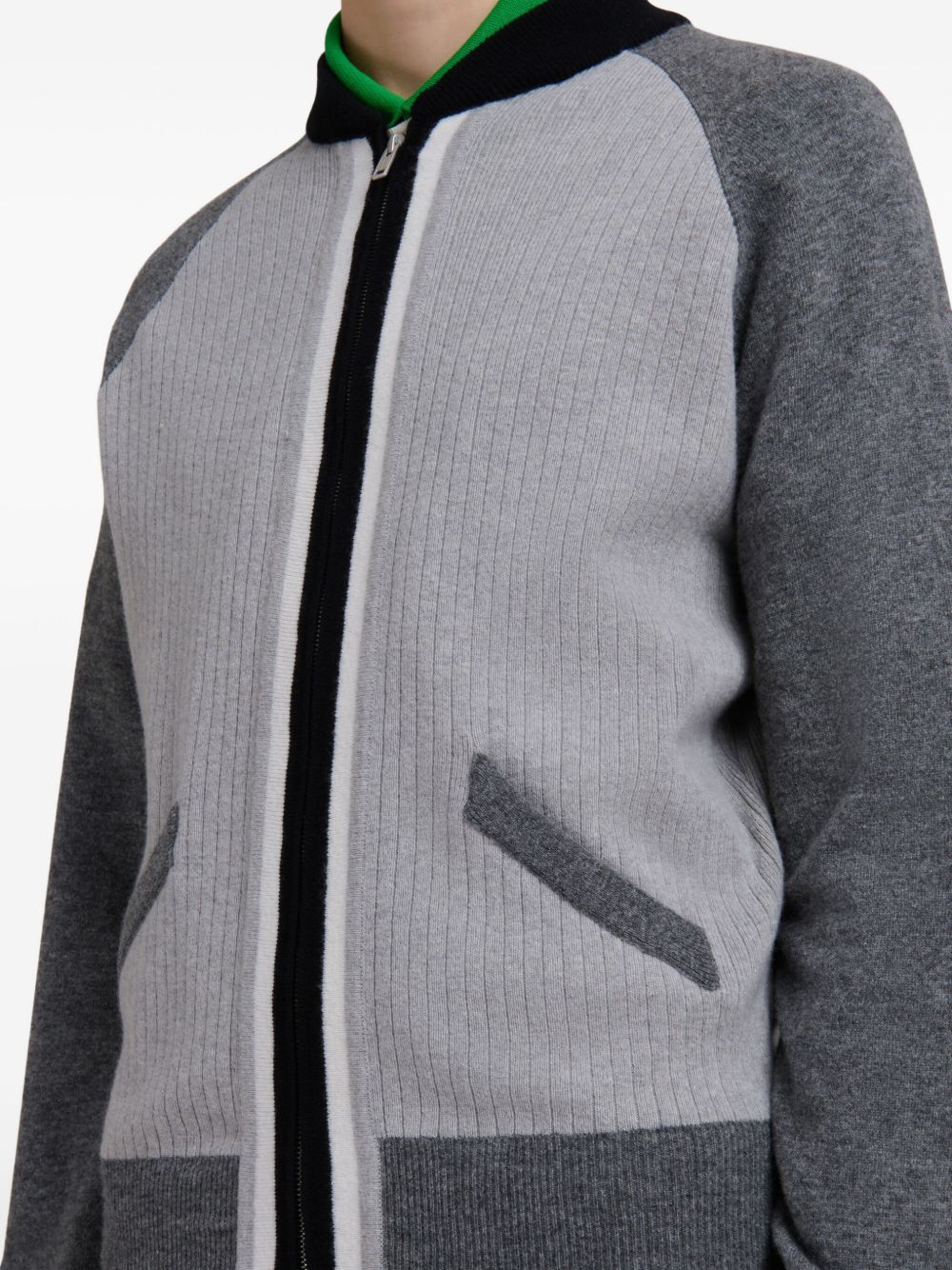 ribbed-panel zip-up sweatshirt