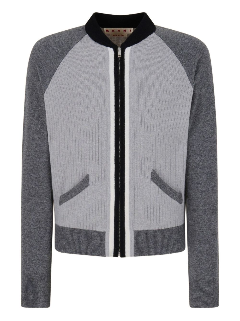 ribbed-panel zip-up sweatshirt