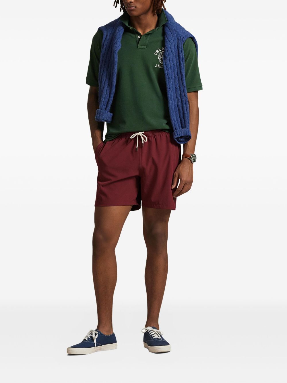Traveller elasticated-drawstring swim shorts