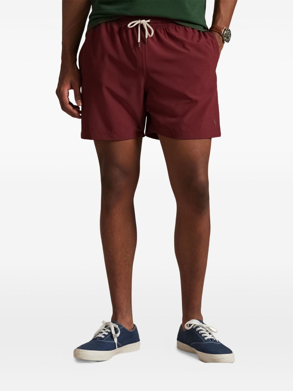 Traveller elasticated-drawstring swim shorts