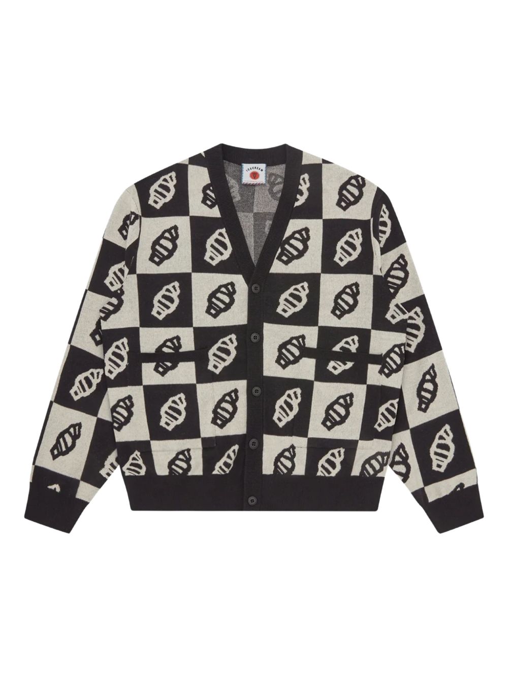 leaf-motif knitted cardigan