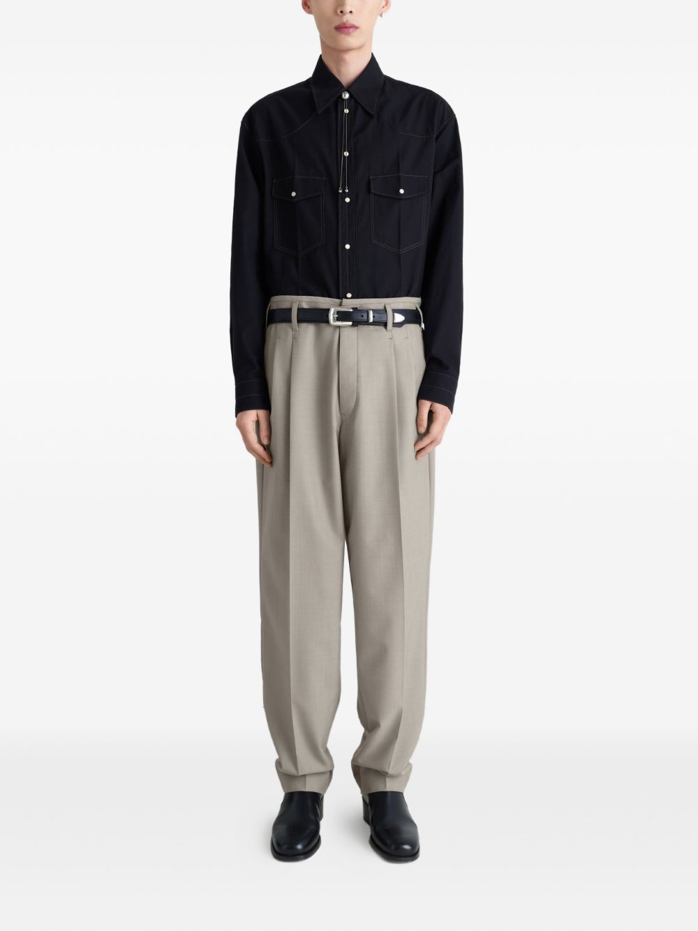 pleated-front side-adjustable trousers