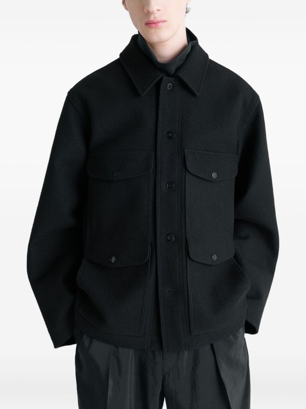 patch-pocket buttoned shirt jacket