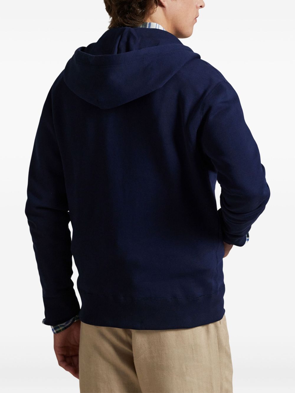 logo-embroidered zip-up hoodie