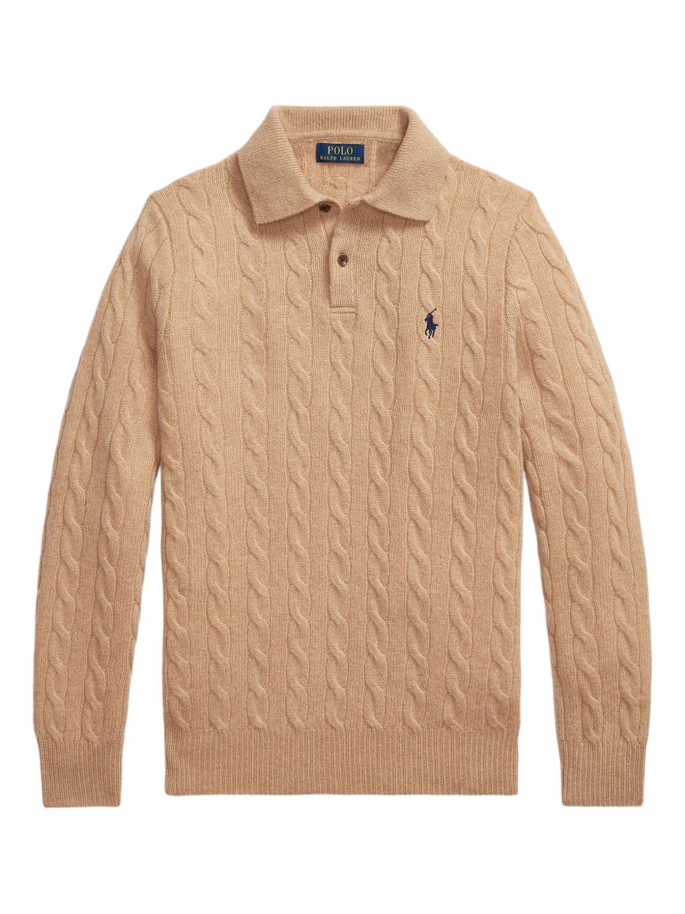 cable-knit polo-neck sweater