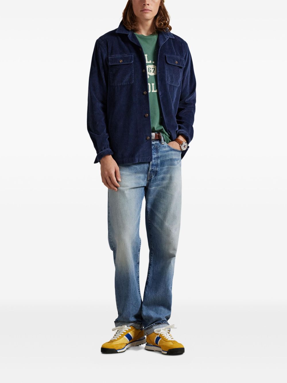 patch-pockets long sleeve shirt