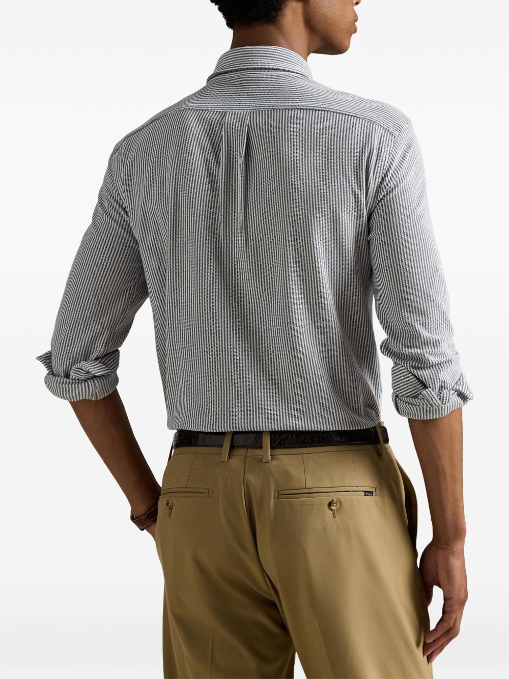 striped button-up shirt