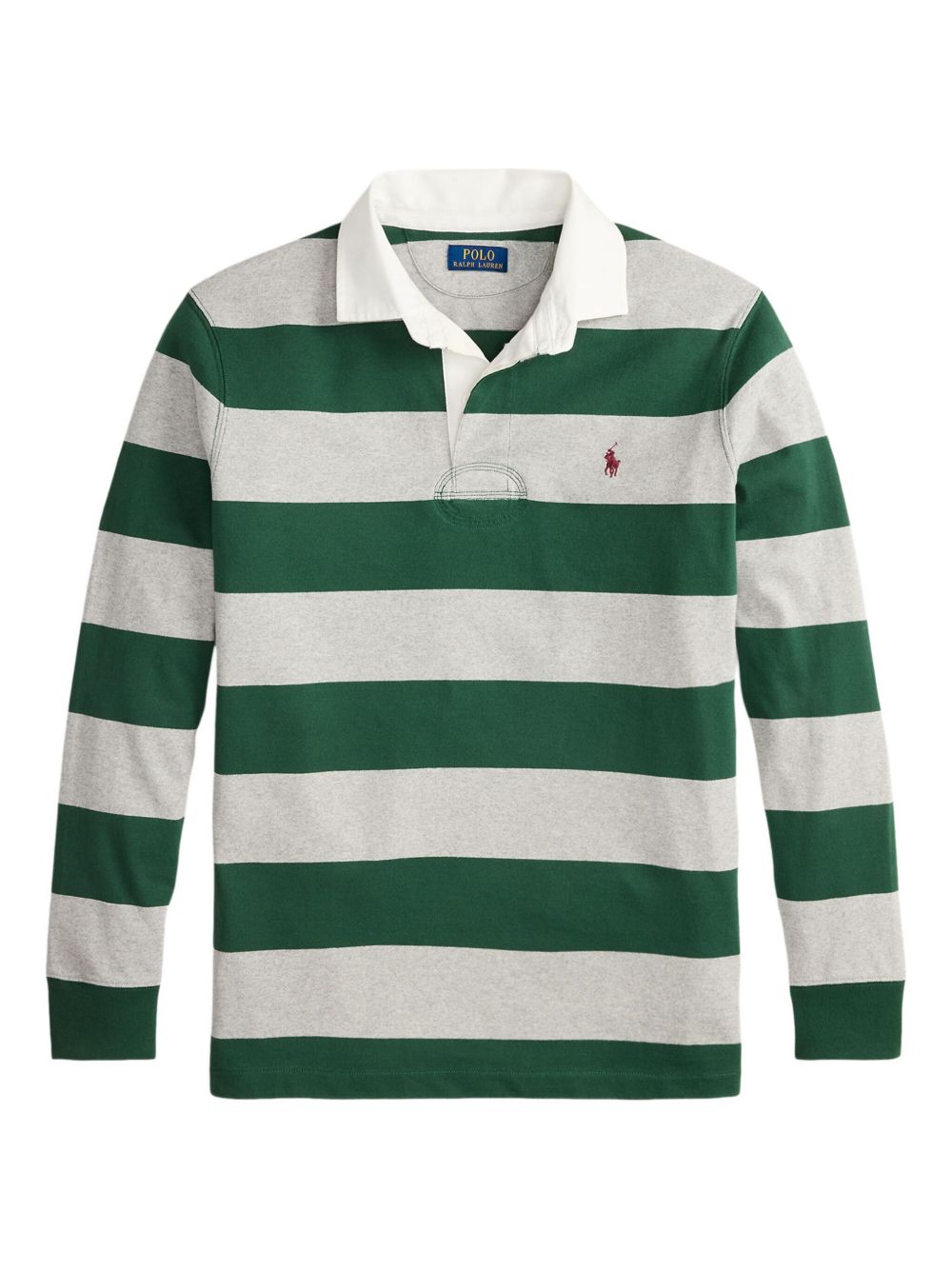 striped-pattern long-sleeve polo shirt