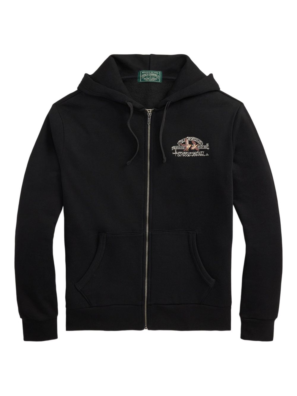 embroidered logo zip-up hoodie