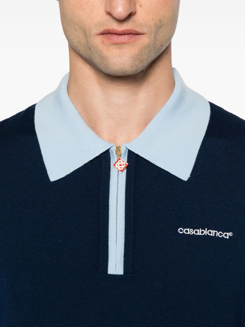 zip-front polo shirt