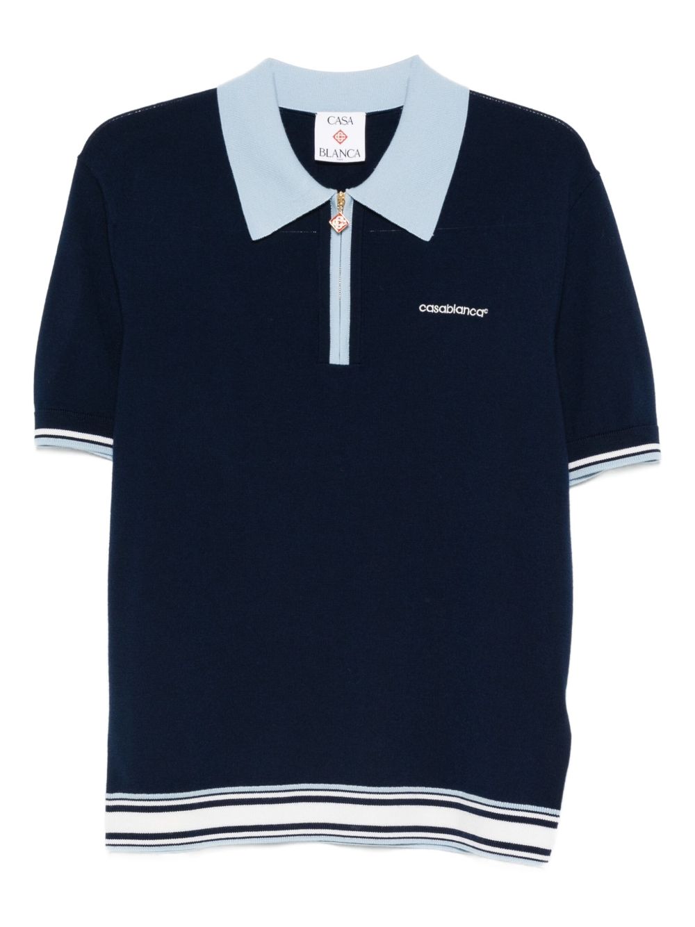 zip-front polo shirt