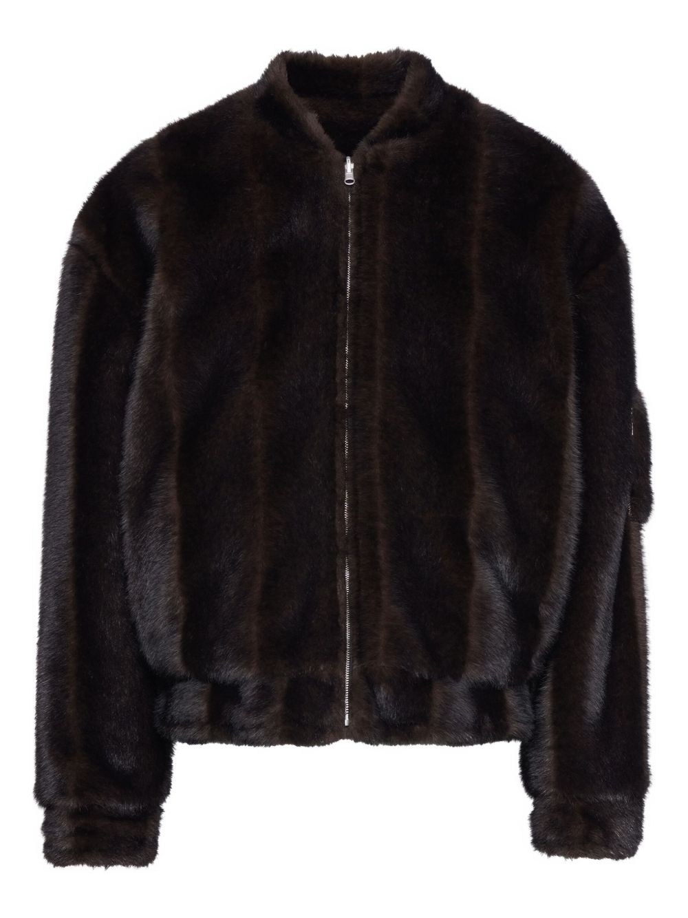 faux-fur zip-front bomber jacket