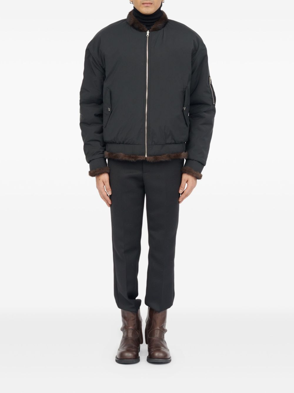 faux-fur zip-front bomber jacket