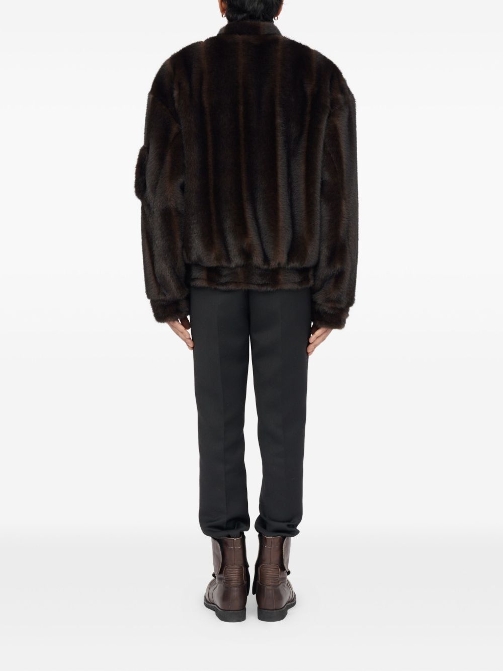 faux-fur zip-front bomber jacket