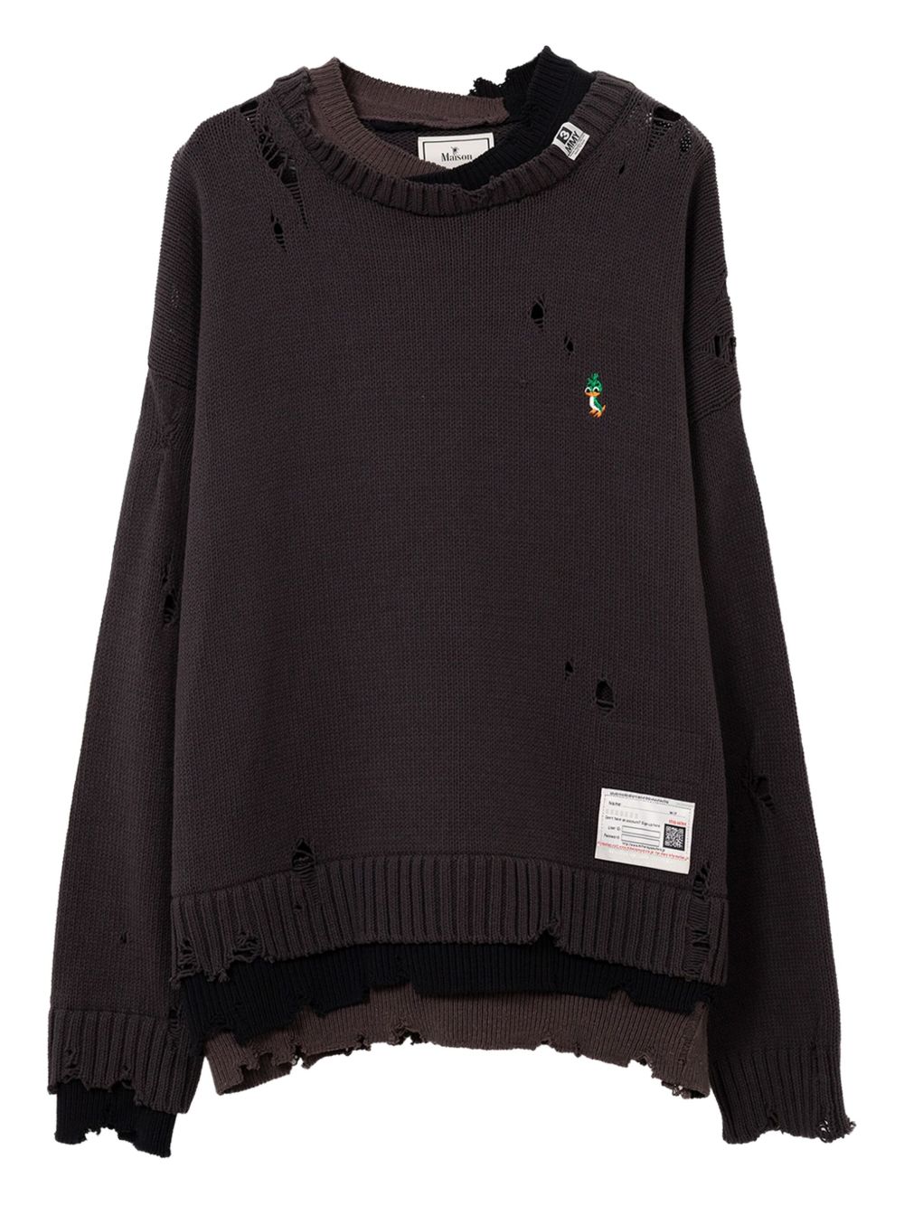 distressed layered sweater