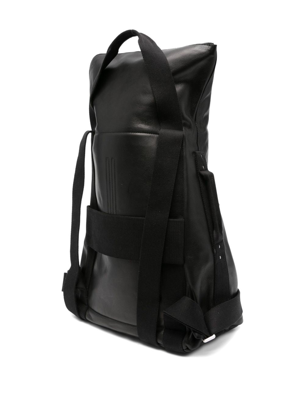 Cargo zip-fastening leather backpack