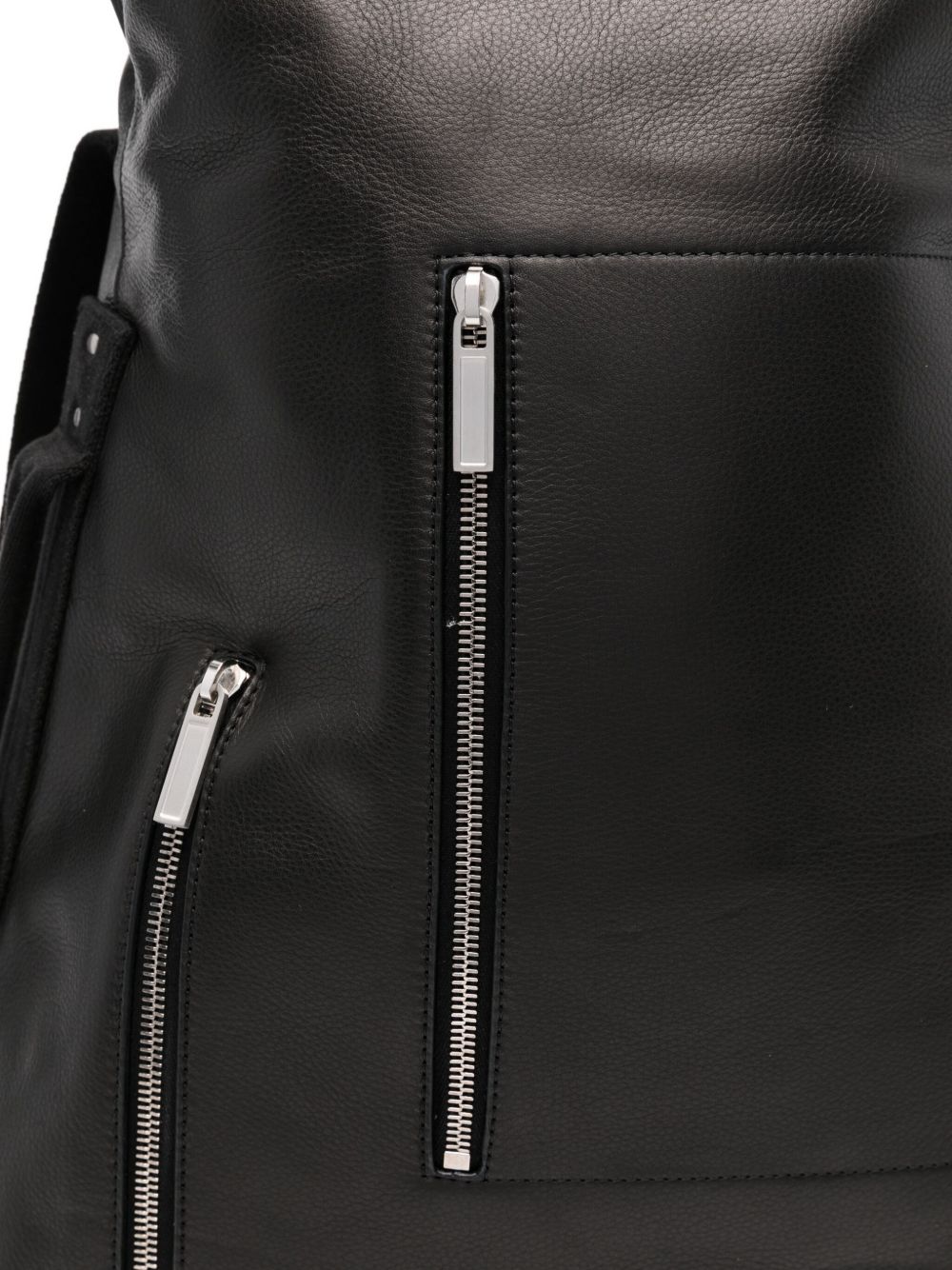 Cargo zip-fastening leather backpack