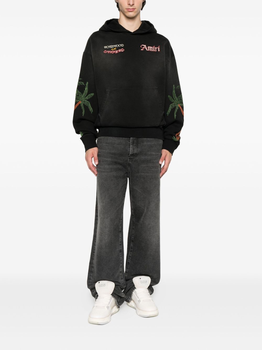palm-tree embroidered hoodie