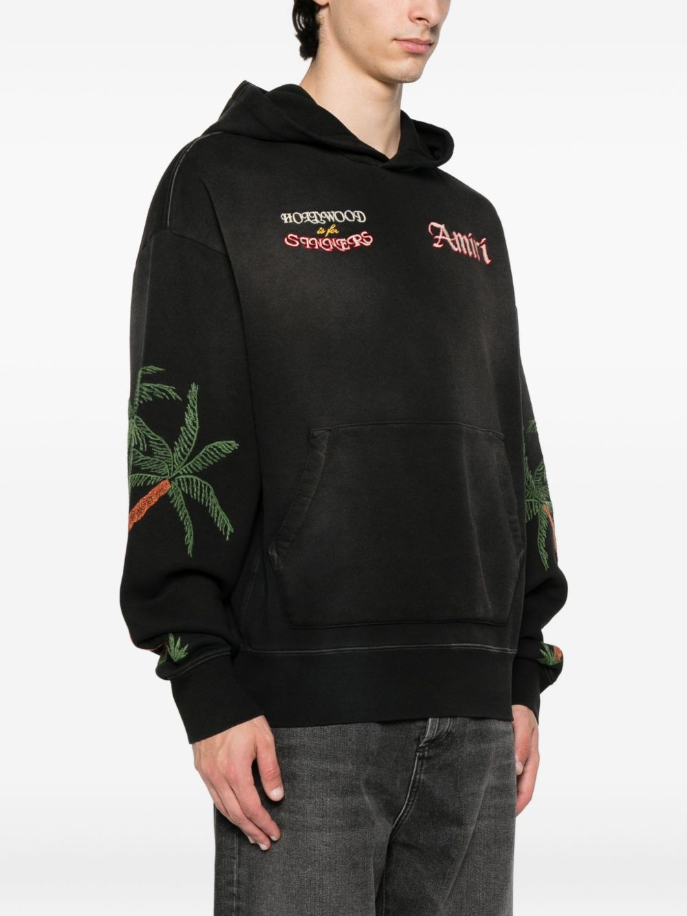 palm-tree embroidered hoodie