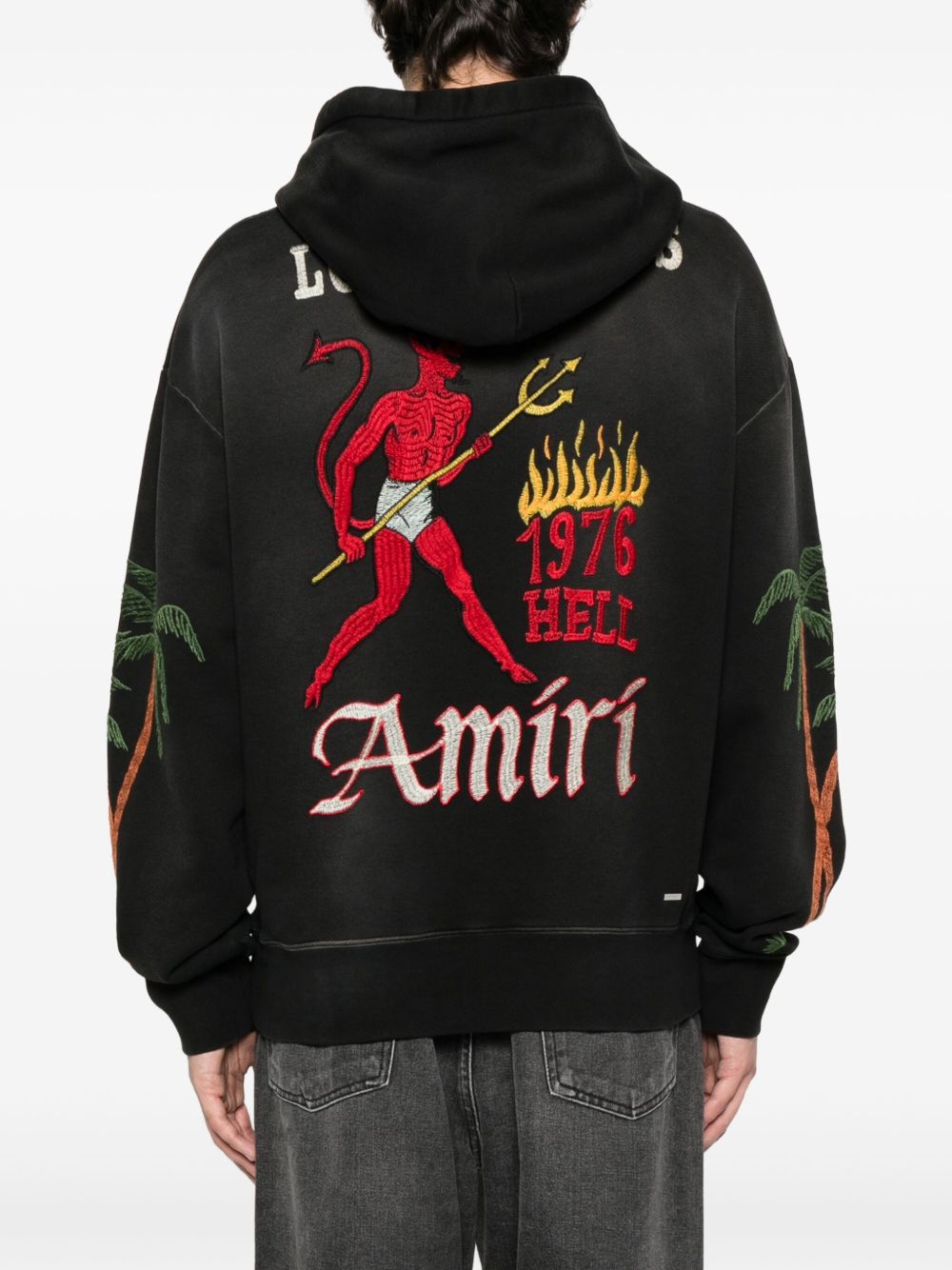palm-tree embroidered hoodie