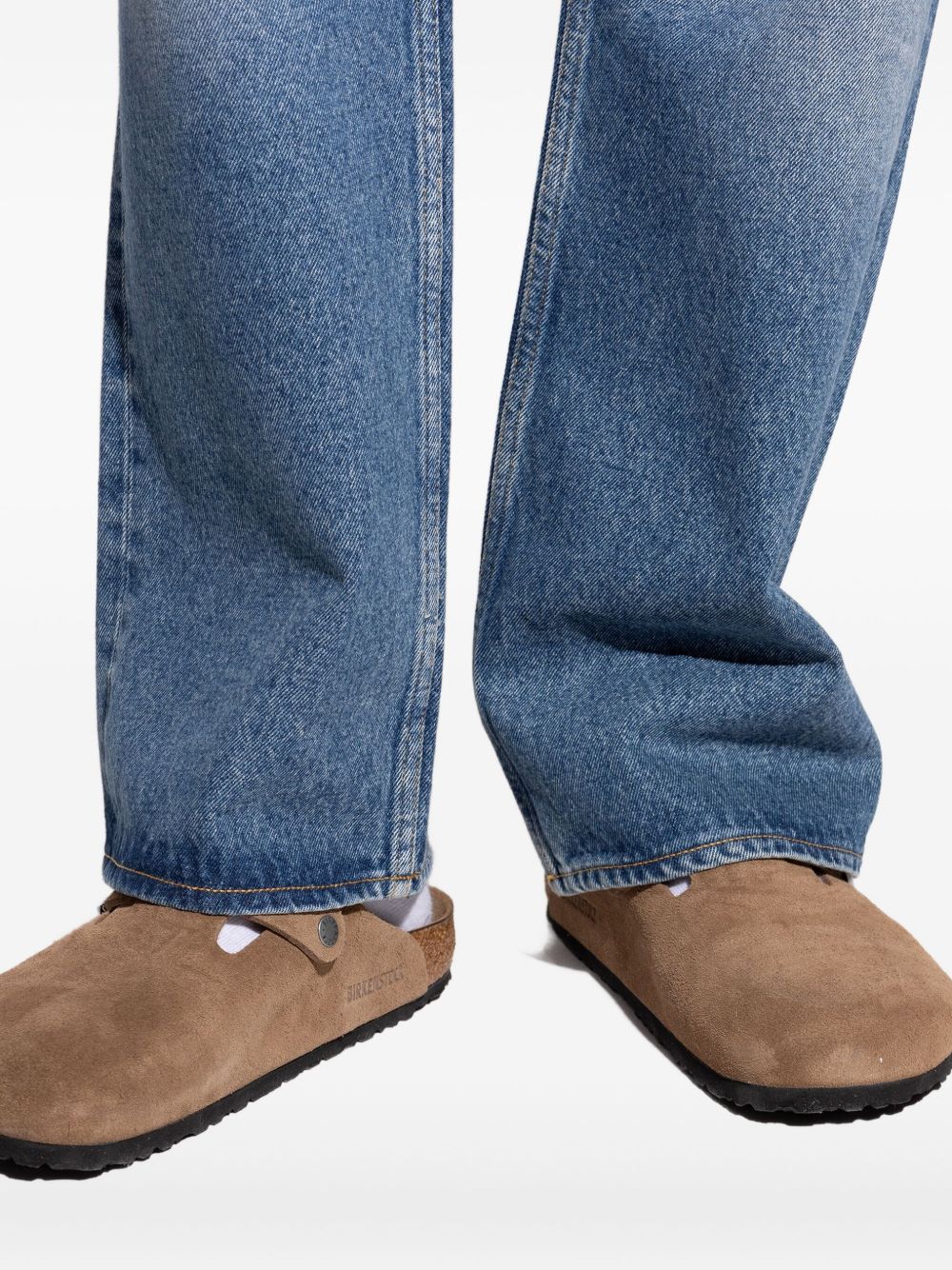 Boston buckle suede mules