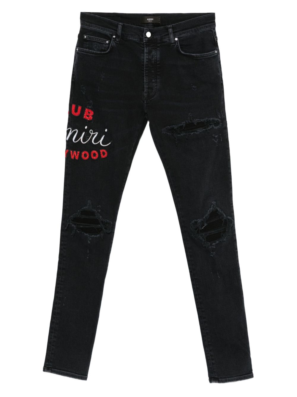 embroidered distressed jeans