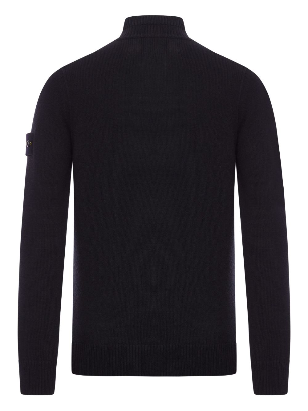 high-neck button wool sweater