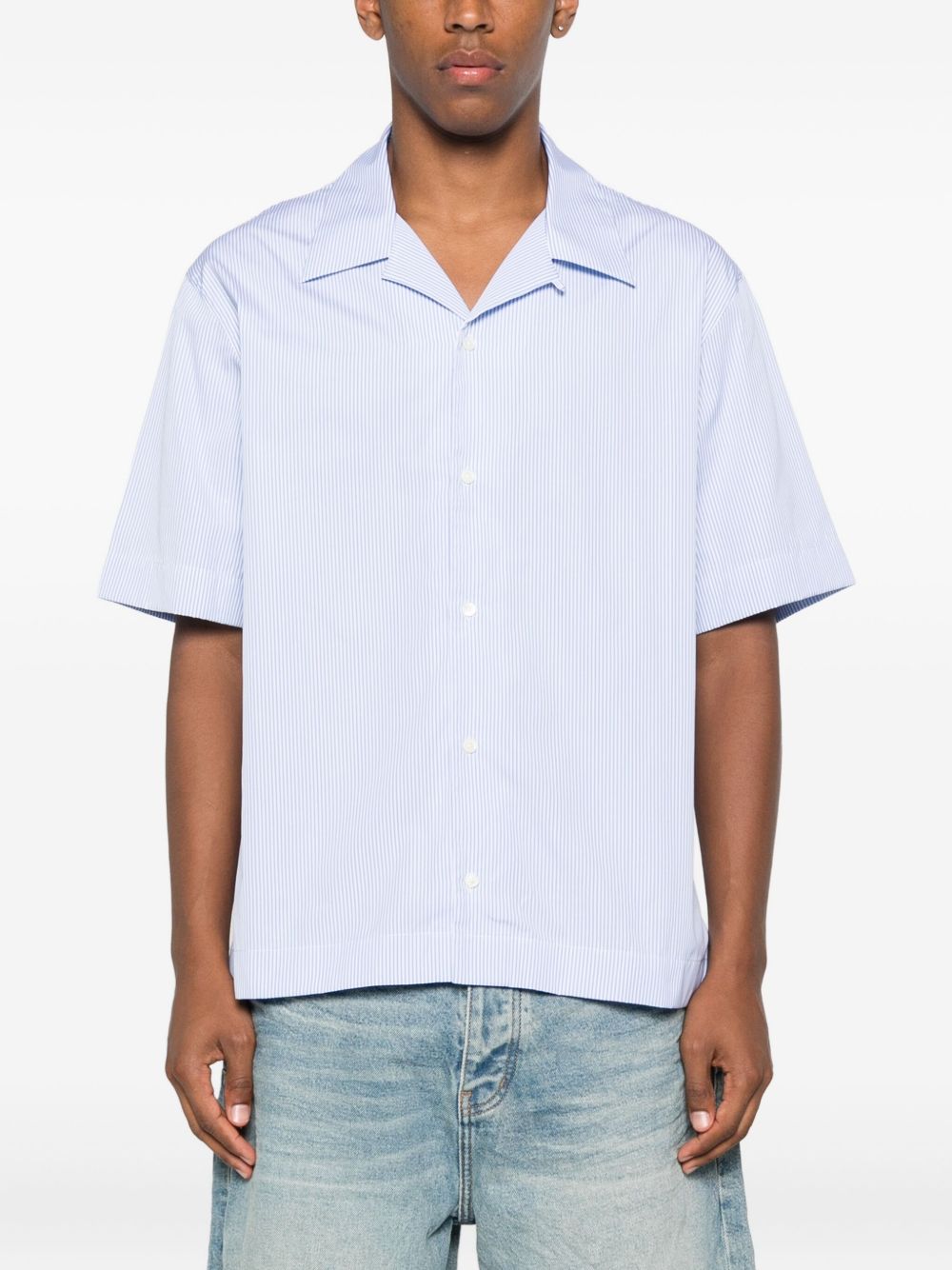 cotton pinstripe bowling shirt