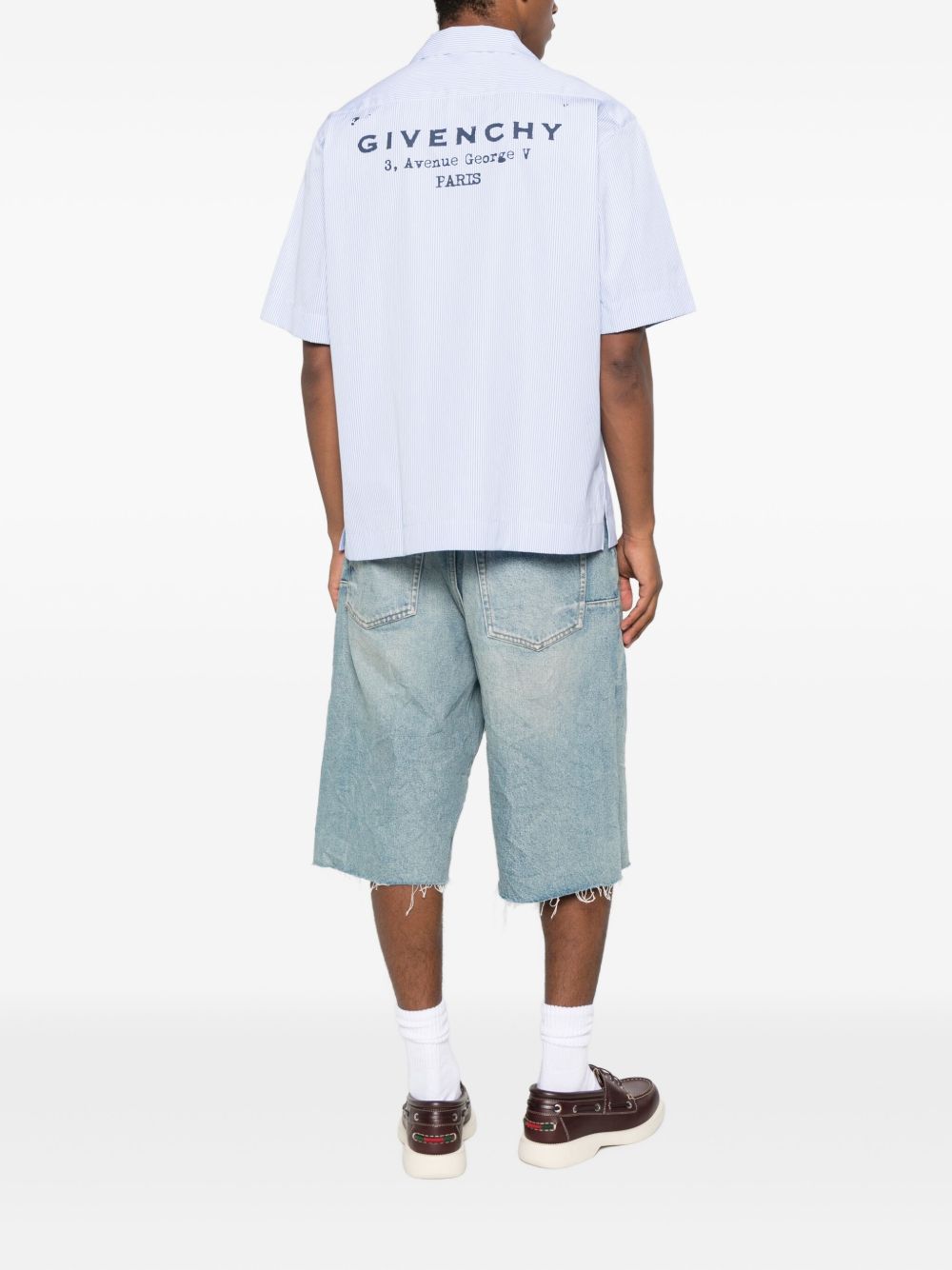 cotton pinstripe bowling shirt