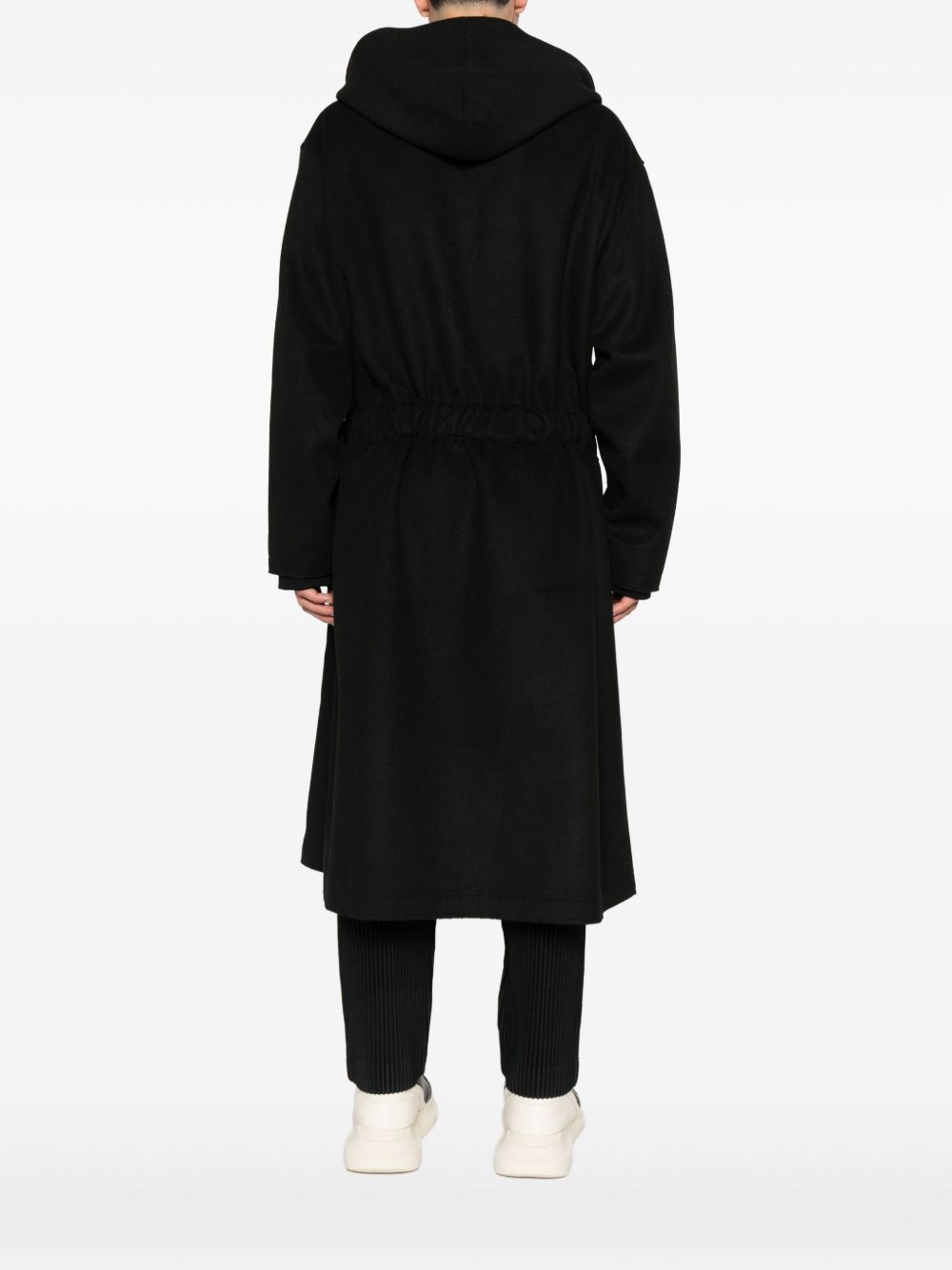 hooded double-breasted coat