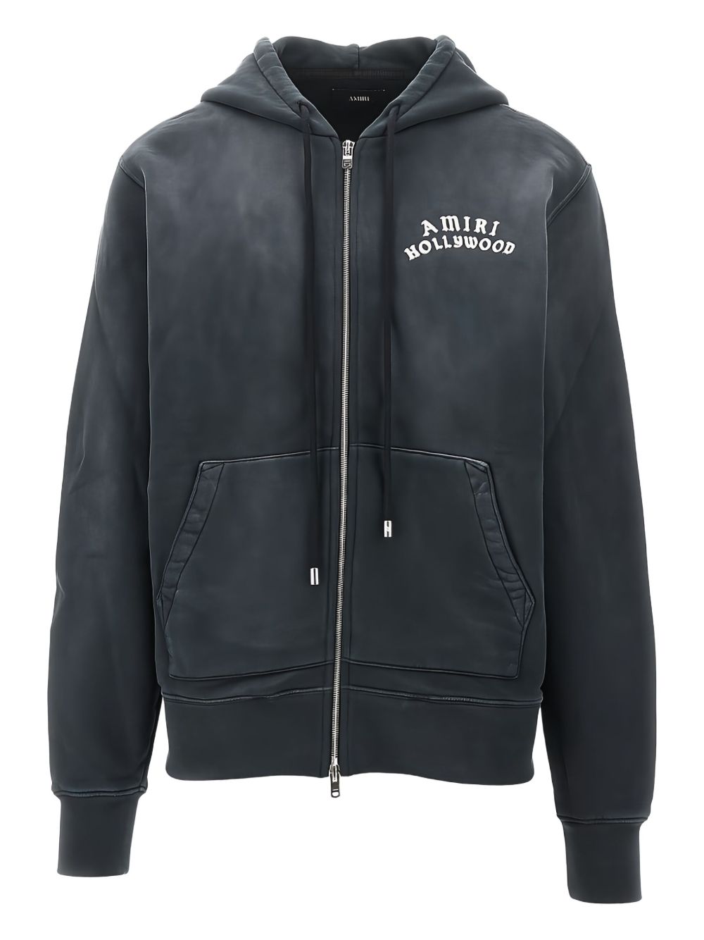 logo-embroidered zip-up hoodie